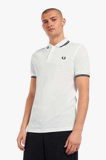 White Fred Perry M3600 Men's Polo Shirts | PH 1451XYUF